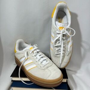 Size 8.5 (10.5 W) 40.5 Adidas Gazelle Bold Ivory Bold Gold - Yellow